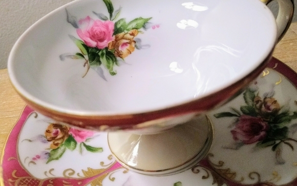 Hand Painted Floral, Lefton China Tea Cup Set - Picture 4 of 16